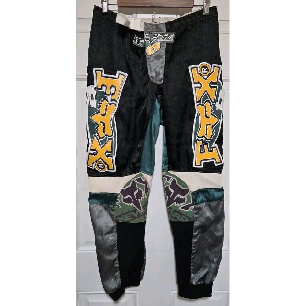 FOX Racing T3 Pants Size 30‎ Motorcross 100% Nylon Teal Green Yellow